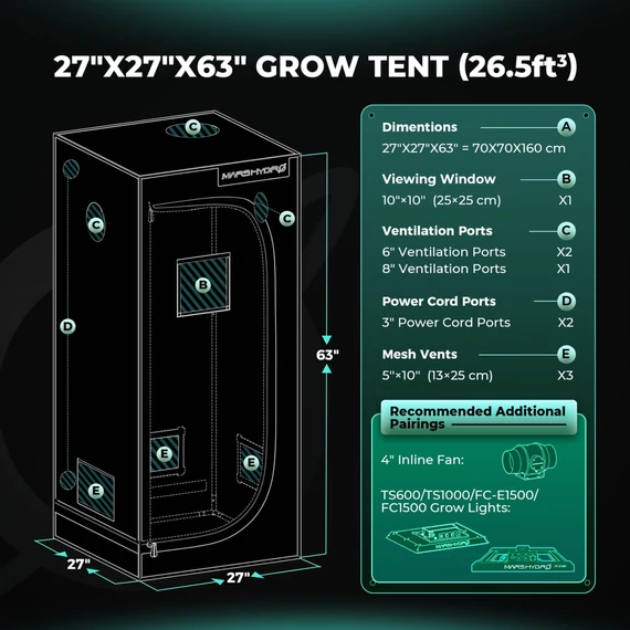 Mars Hydro 70x70x160cm Növénytermesztősátor-Growbox