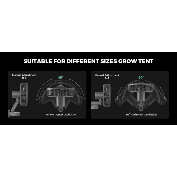 Mars Hydro M6 Grow Tent Clip ventilátor, 6 hüvelykes, automatikusan oszcilláló ventilátor