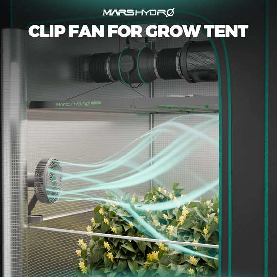 Mars Hydro M6 Grow Tent Clip ventilátor, 6 hüvelykes, automatikusan oszcilláló ventilátor